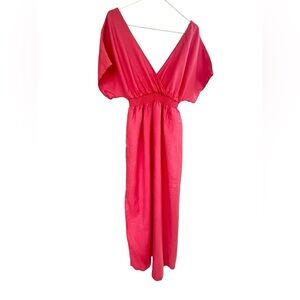 Boden Coral Sunset Linen Maxi Dress